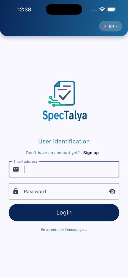 Login screen