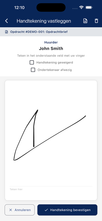 Handtekening vastleggen